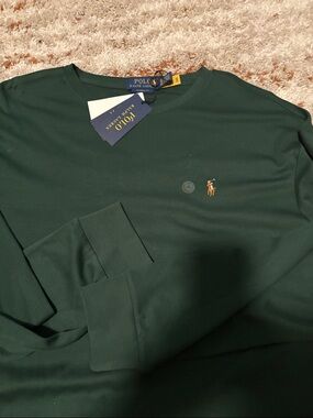 Polo by Ralph Lauren Men’s Dark Green Long-Sleeve Crewneck Shirt